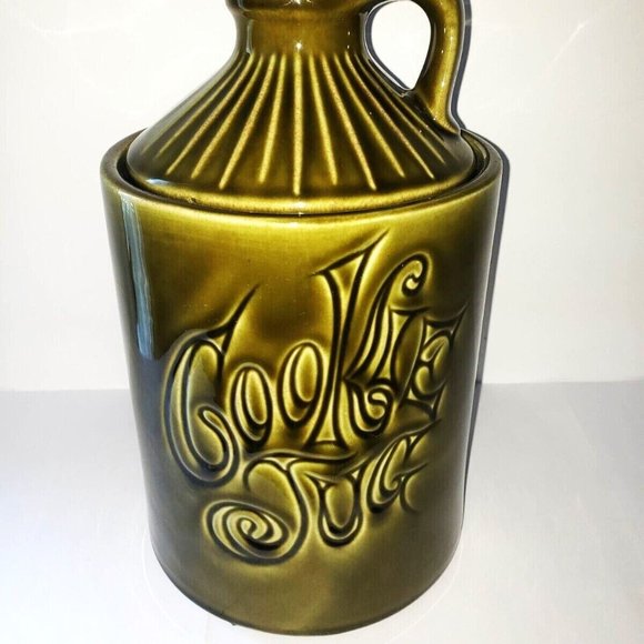 McCoy Cookie Jug Cookie Jar 1970 Drip Glaze Avocado Green - Picture 2 of 12